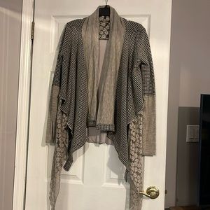 Sweater and lace open cardigan